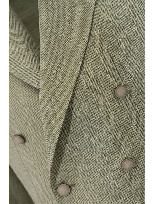 Giacca doppipetto in misto lino e cotone Verde Tagliatore | 1SMC20K 340345 EV935678